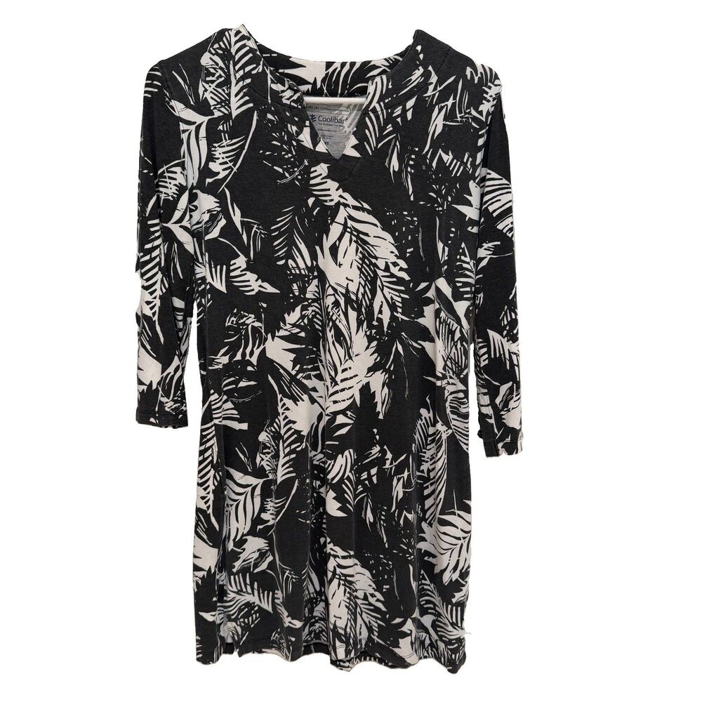 Coolibar Women's XS UPF 50+ Black White Floral Sundress Sun Protective Dress